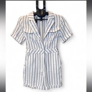Ontwelfth Black and White Striped Deep V romper